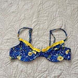 Floral Blue and Yellow Bikini Top